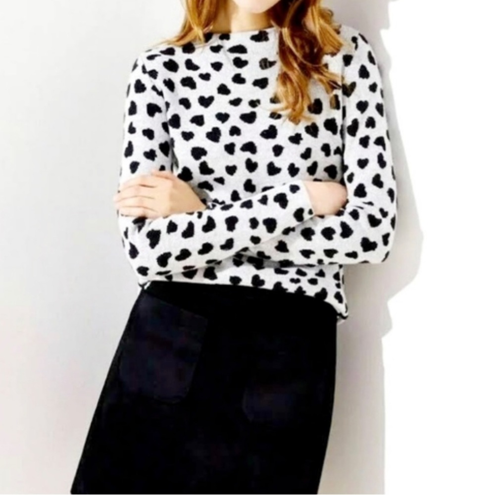 LOFT Mock Neck Hearts Sweater